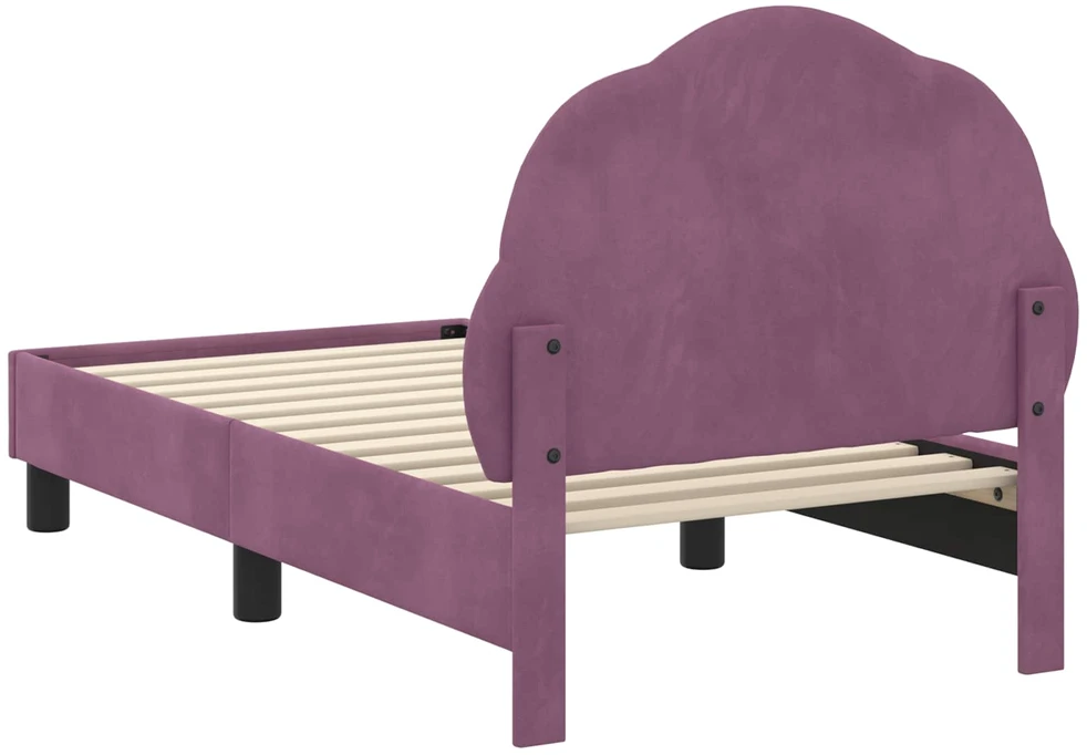 Lova Vaikiška Lovo Rėmas su Galvūgaliu Violetinė 70 x 140 cm Aksomas