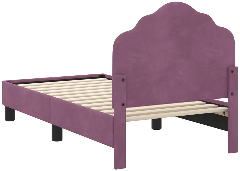 Lova Vaikiška Lovo Rėmas su Galvūgaliu Violetinė 70 x 140 cm Aksomas