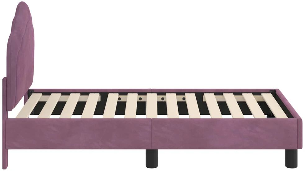 Lova Vaikiška Lovo Rėmas su Galvūgaliu Violetinė 70 x 140 cm Aksomas