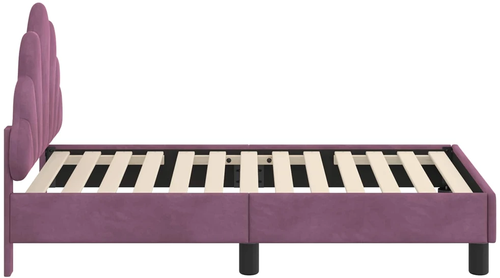 Lova Vaikiška Lovo Rėmas su Galvūgaliu Violetinė 70 x 140 cm Aksomas