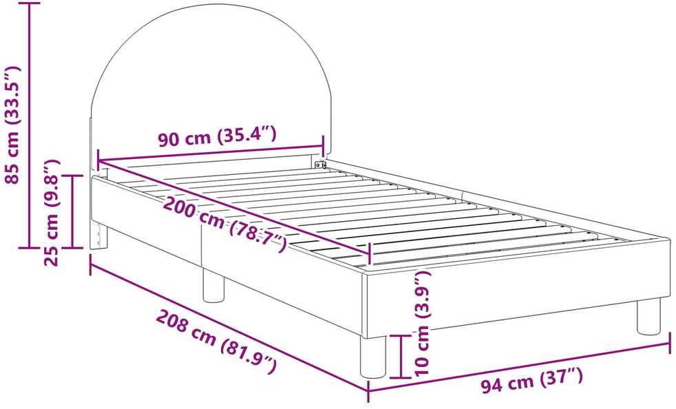 Lova Vaikiška lovos konstrukcija su galvūgaliu Kreminė 90 x 200 cm