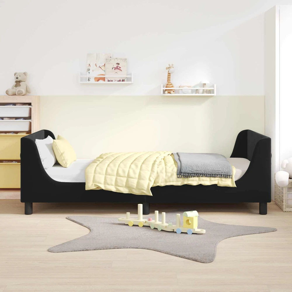 Lova Vaikiška lovos konstrukcija su galvūgaliu Juoda 80 x 200 cm