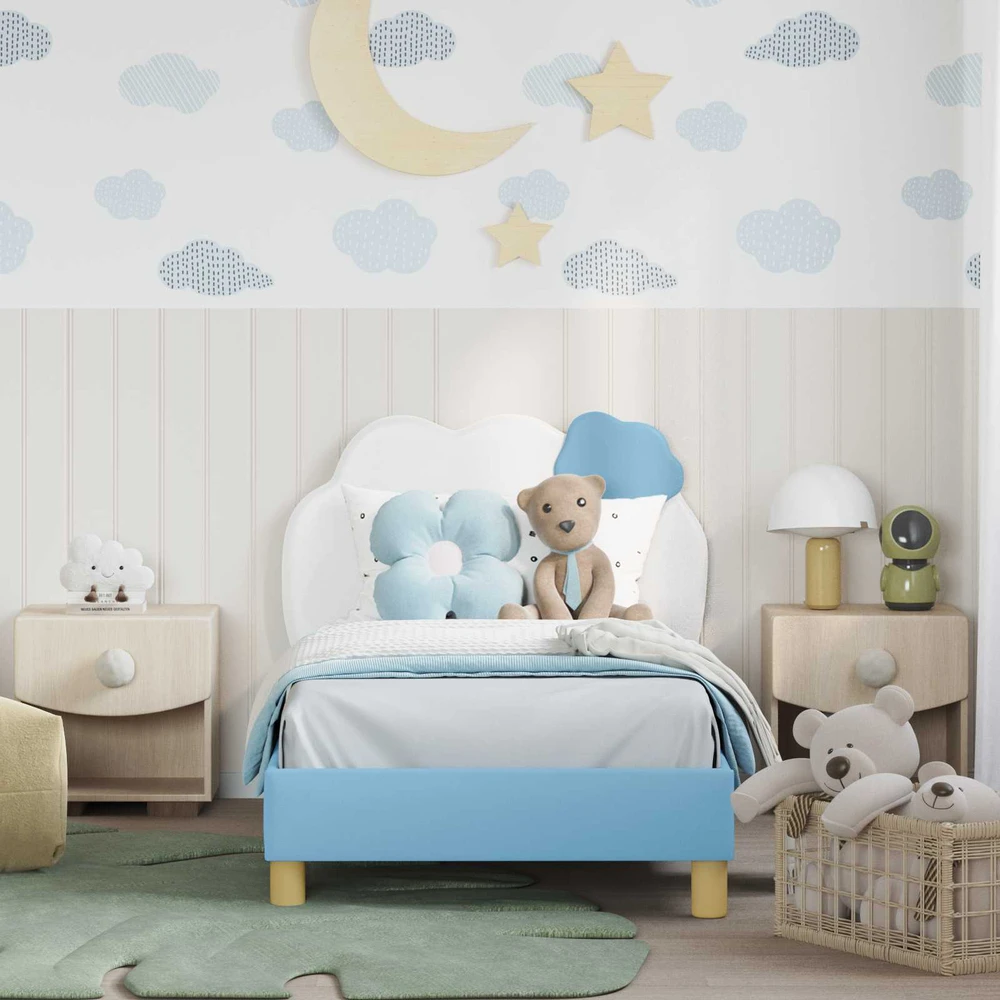 Lova Vaikiška lovos konstrukcija su galvūgaliu Mėlyna 80 x 160 cm PU