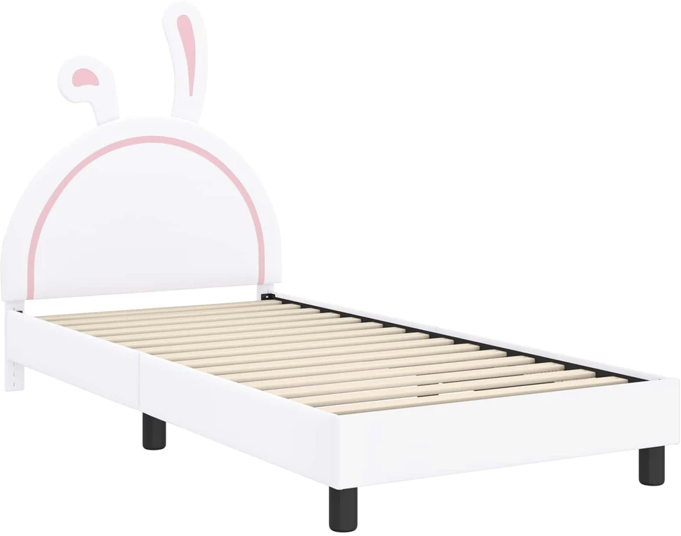 Lova Vaikiška lovos konstrukcija su galvūgaliu Balta 80 x 200 cm PU