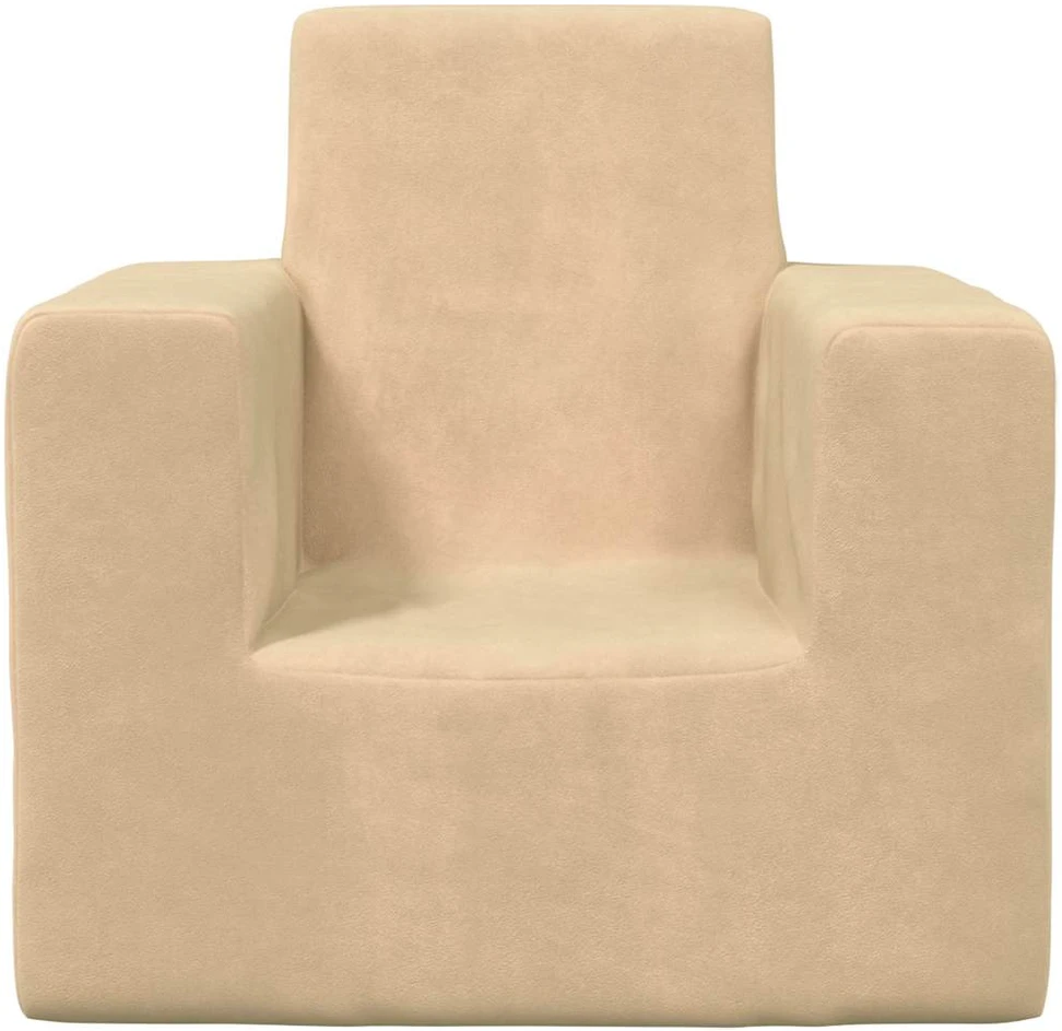 Vaikiška sofa, kreminės spalvos, minkštas pliušas