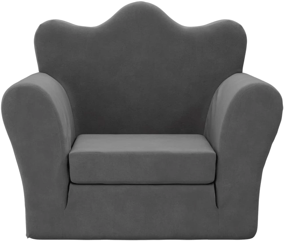 Vaikiška sofa-lova, antracito spalvos, minkštas pliušas
