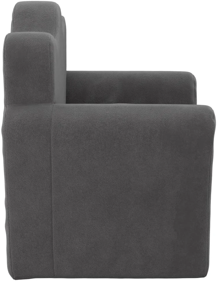 Vaikiška sofa-lova, antracito spalvos, minkštas pliušas