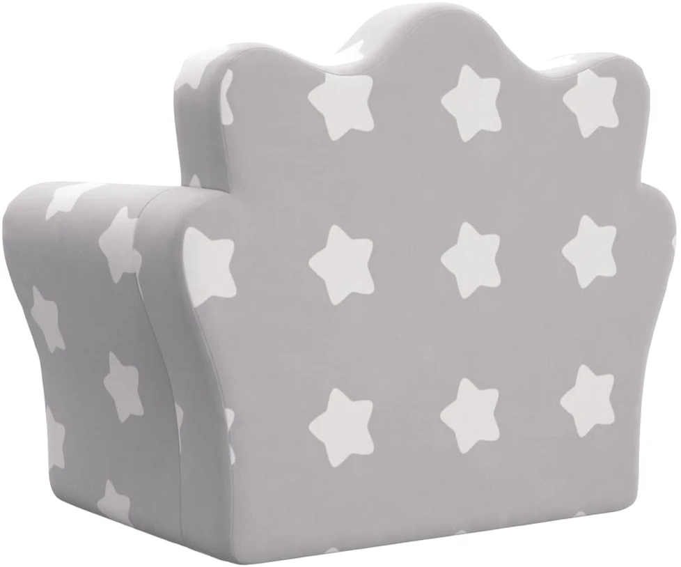 Vaikiška sofa-lova, pilka, minkštas pliušas, su žvaigždėmis