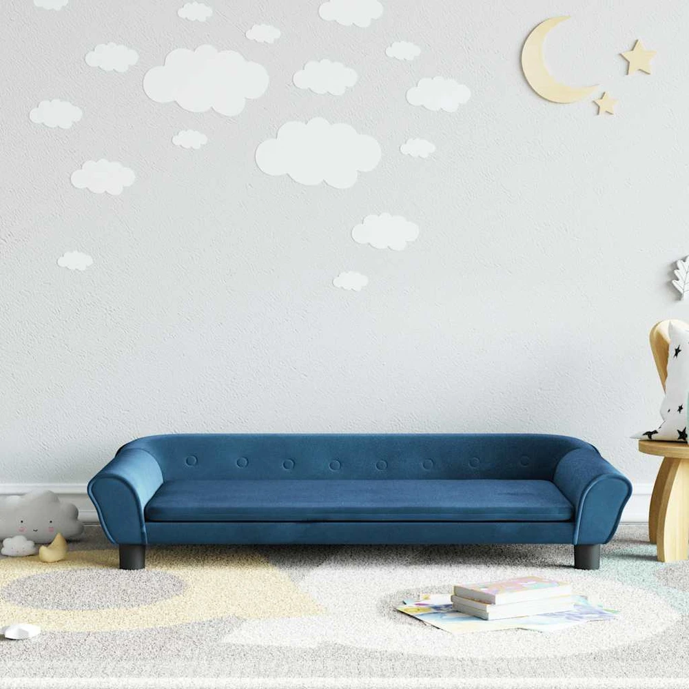 Vaikiška sofa, mėlynos spalvos, 100x50x26cm, aksomas
