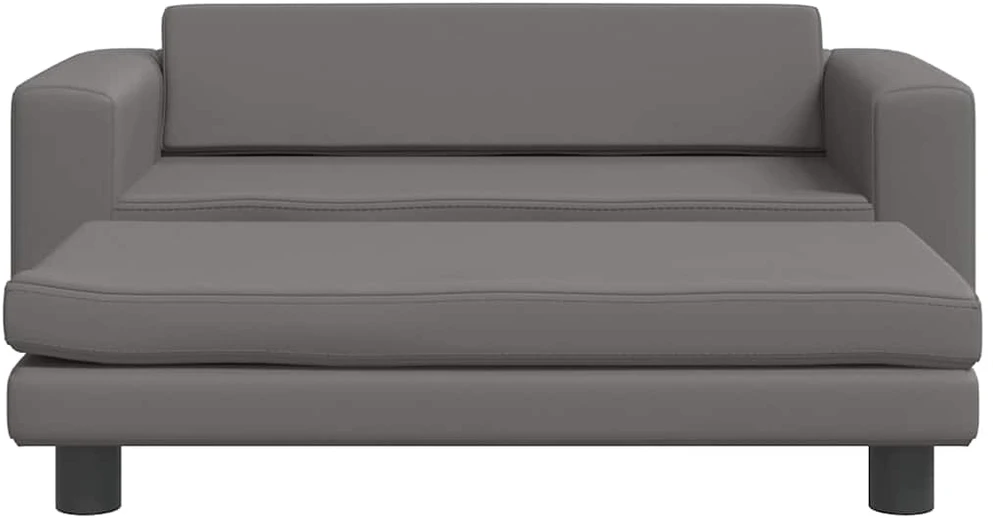 Vaikiška sofa su pakoja, pilka, 100x50x30cm, dirbtinė oda