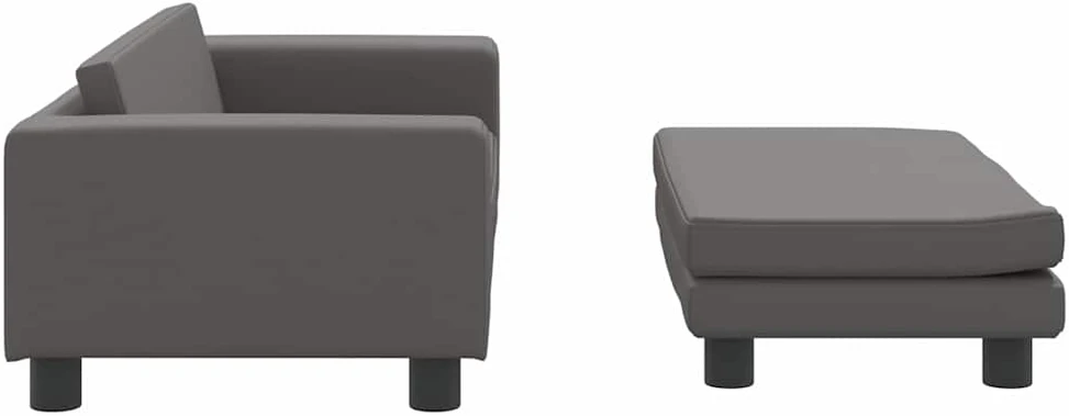 Vaikiška sofa su pakoja, pilka, 100x50x30cm, dirbtinė oda