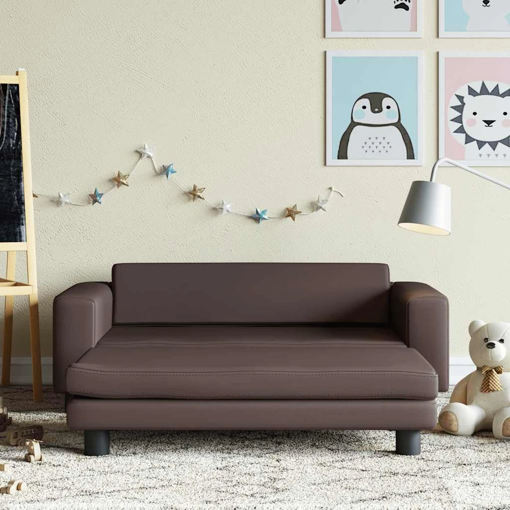 Vaikiška sofa su pakoja, ruda, 100x50x30cm, dirbtinė oda