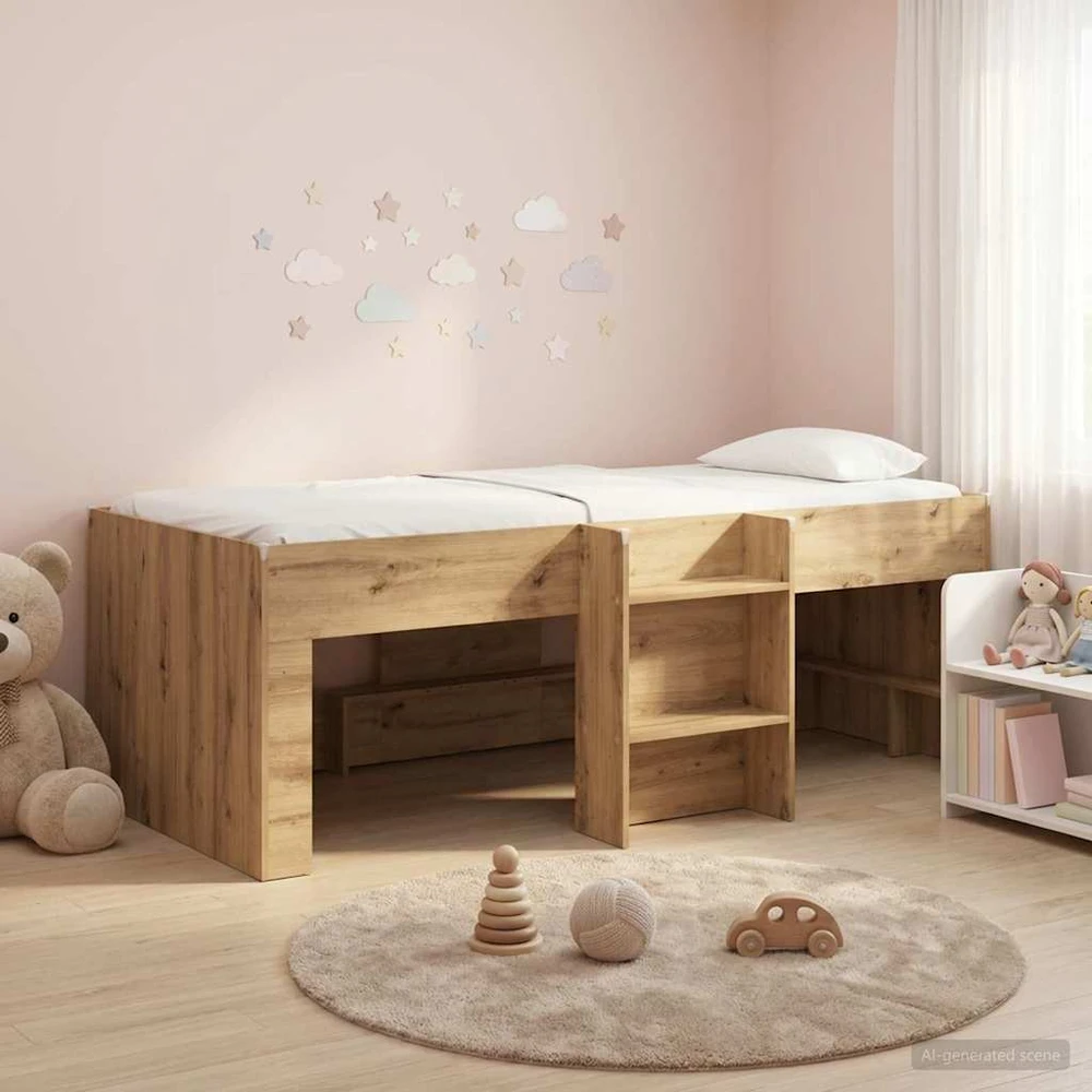 Vaikų Aukštas Lova Artisano ąžuolo 90 x 200 cm Apdirbta mediena