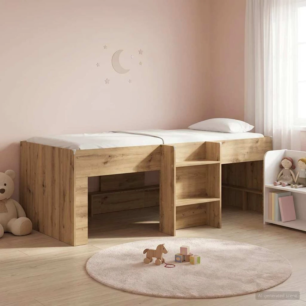 Vaikų Aukštas Lova Artisano ąžuolo 75 x 190 cm Apdirbta mediena
