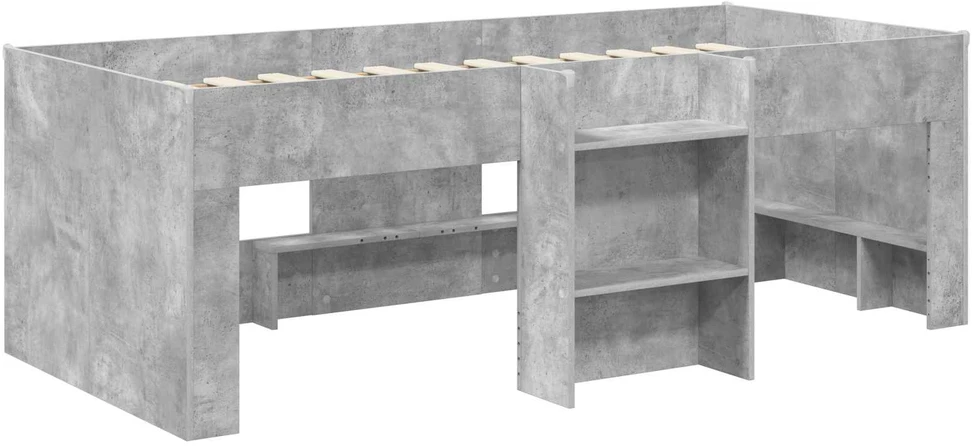 Vaikų Aukštas Lova Betono pilka 90 x 190 cm Apdirbta mediena