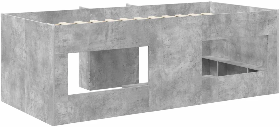 Vaikų Aukštas Lova Betono pilka 90 x 200 cm Apdirbta mediena