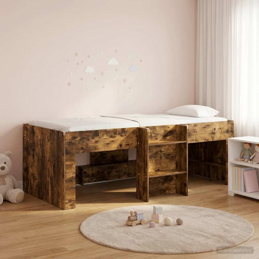 Vaikų Aukštas Lova Dūminio ąžuolo 80 x 200 cm Apdirbta mediena