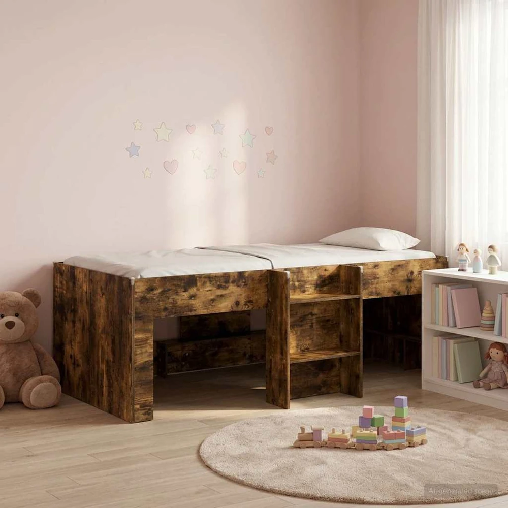Vaikų Aukštas Lova Dūminio ąžuolo 90 x 200 cm Apdirbta mediena