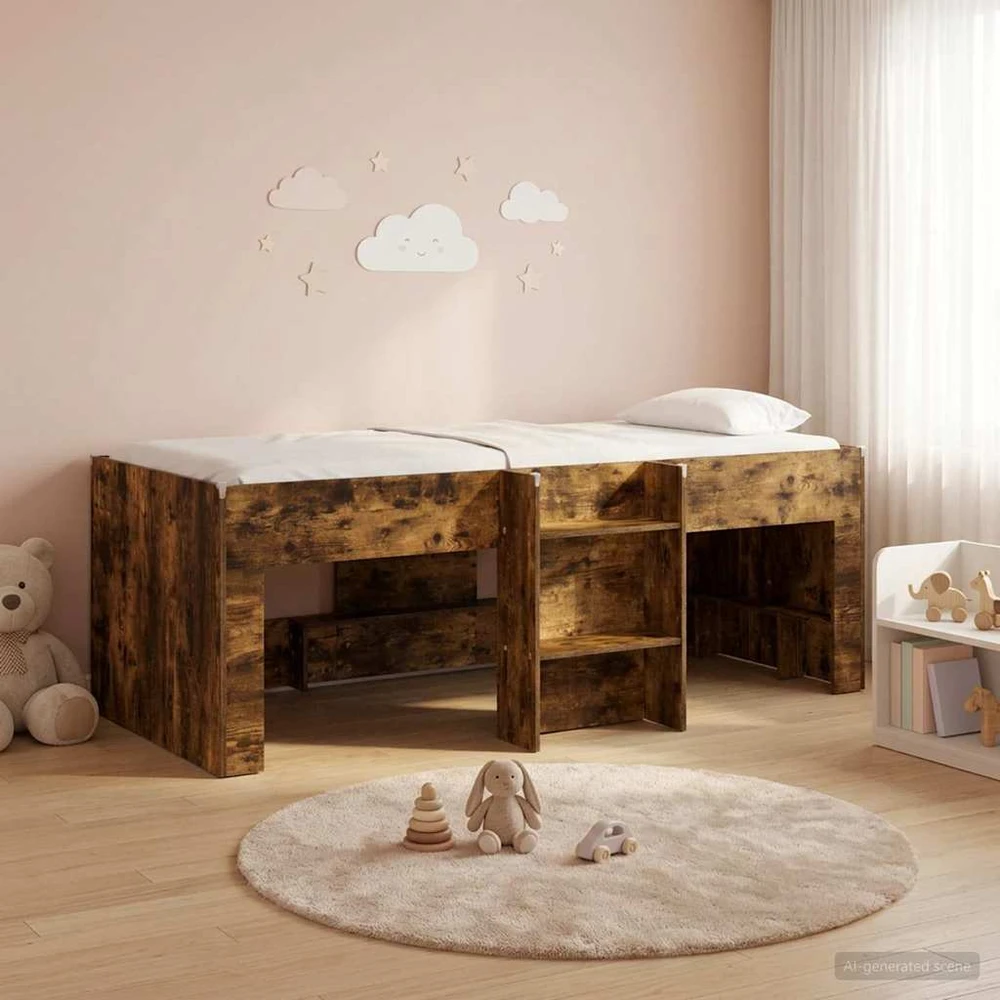 Vaikų Aukštas Lova Dūminio ąžuolo 75 x 190 cm Apdirbta mediena