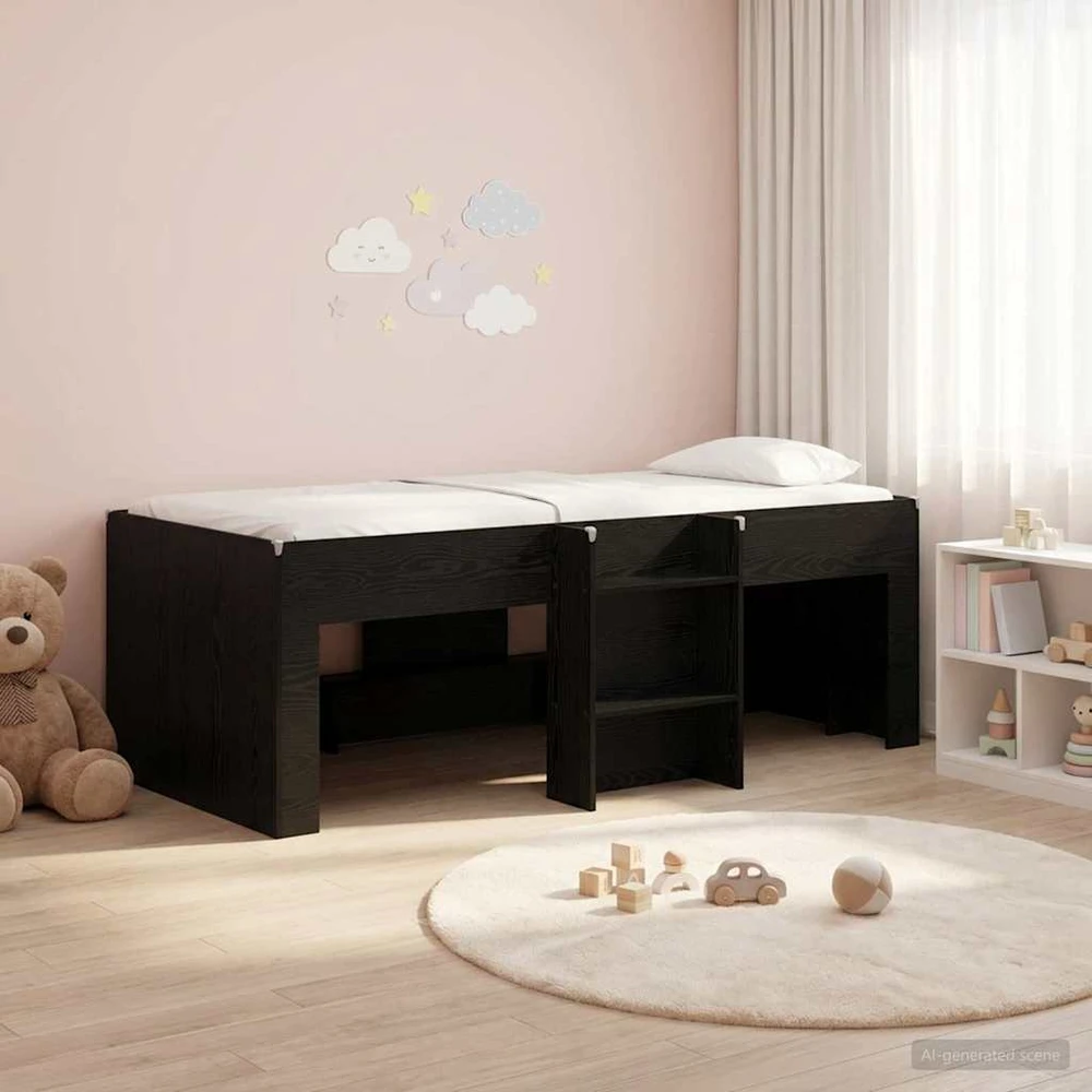 Vaikų Aukštas Lova Juodojo ąžuolo 75 x 190 cm Apdirbta mediena