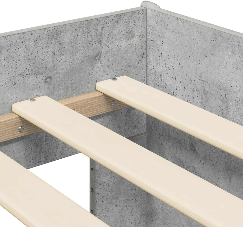 Lova Vaikų Aukštas Lovos Rėmas su Rašomuoju Stalu Betono pilka