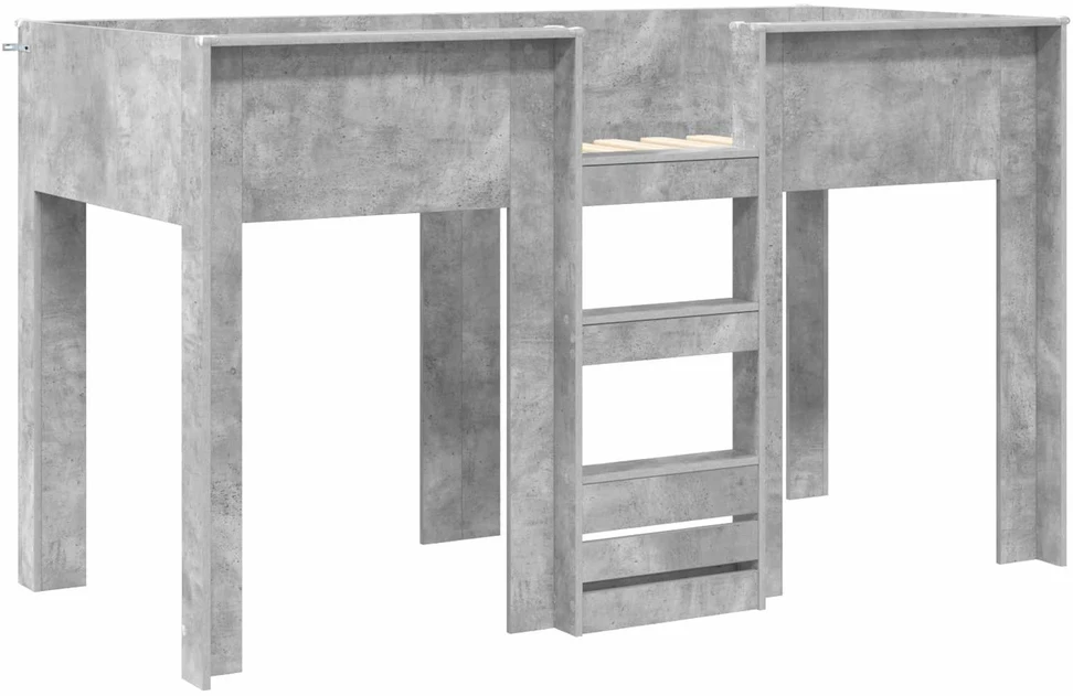 Vaikų dvigulė lova Betono pilka 75 x 190 cm Apdirbta mediena