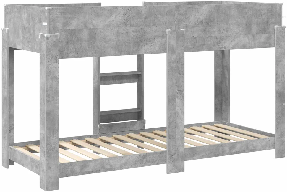 Vaikų dvigulė lova Betono pilka 75 x 190 cm Apdirbta mediena