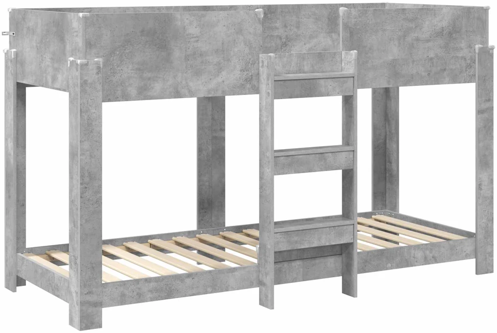 Vaikų dvigulė lova Betono pilka 75 x 190 cm Apdirbta mediena