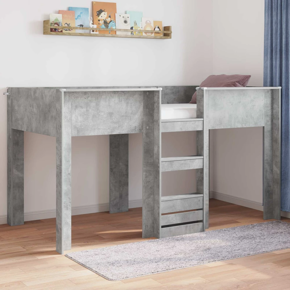 Vaikų dvigulė lova Betono pilka 80 x 200 cm Apdirbta mediena