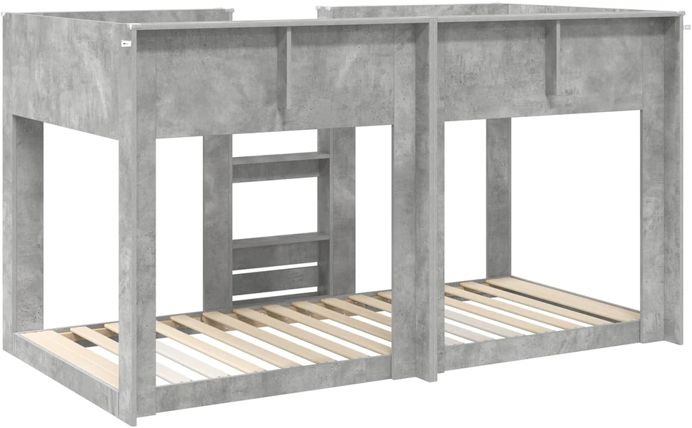 Vaikų dvigulė lova Betono pilka 90 x 200 cm Apdirbta mediena
