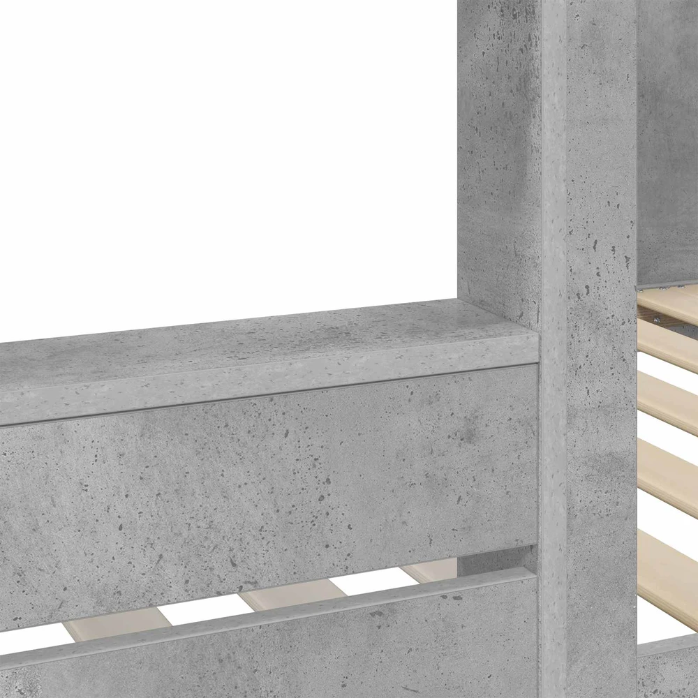 Vaikų dvigulė lova Betono pilka 90 x 200 cm Apdirbta mediena