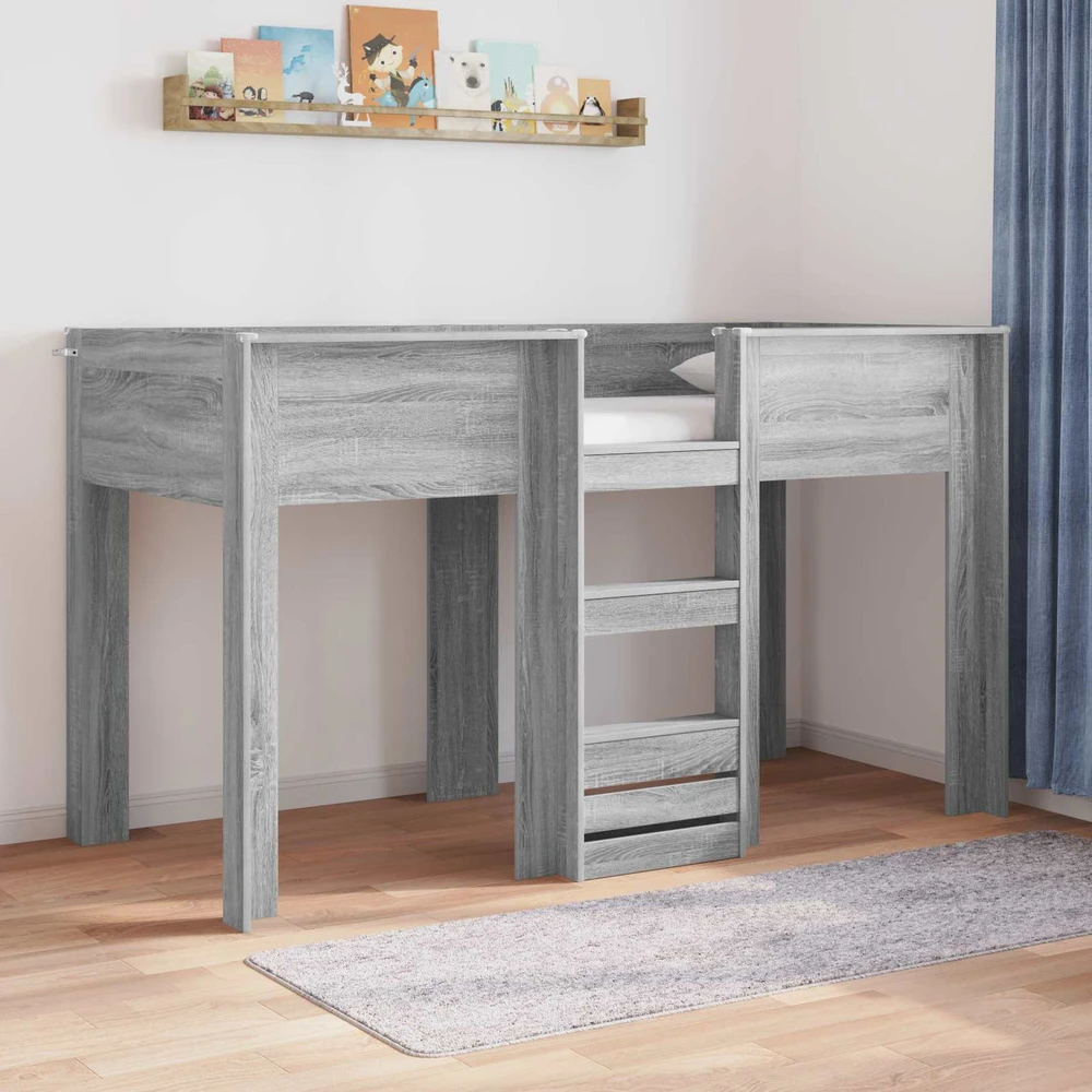 Vaikų dvigulė lova Pilkas Sonoma 75 x 190 cm Apdirbta mediena