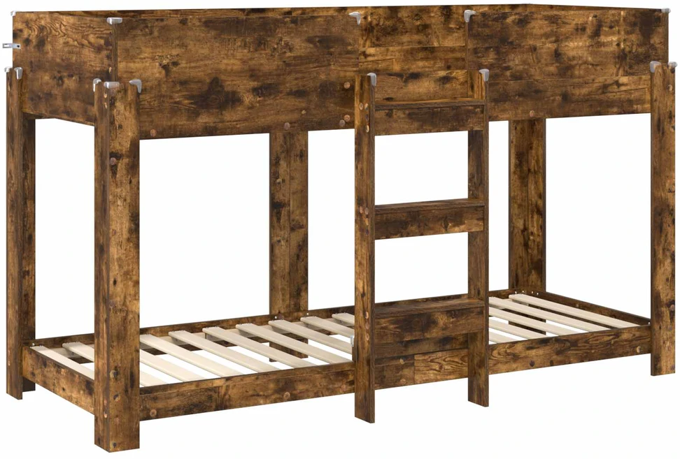 Vaikų dvigulė lova Rūkyta ąžuolas 75 x 190 cm Apdirbta mediena