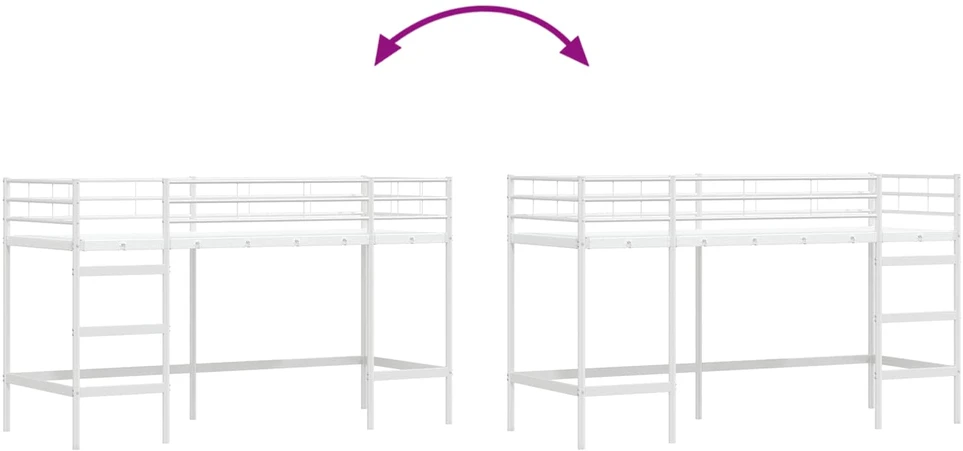 Lova Vaikų Lofto Lovos Rėmas Paprastas Balta 75 x 190 cm Plienas