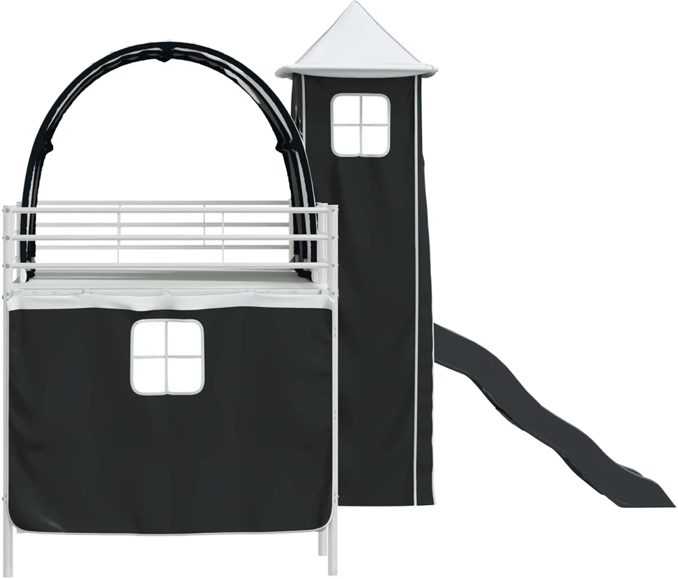Vaikiška dvigulė lova Balta ir juoda 90 x 200 cm Metalas