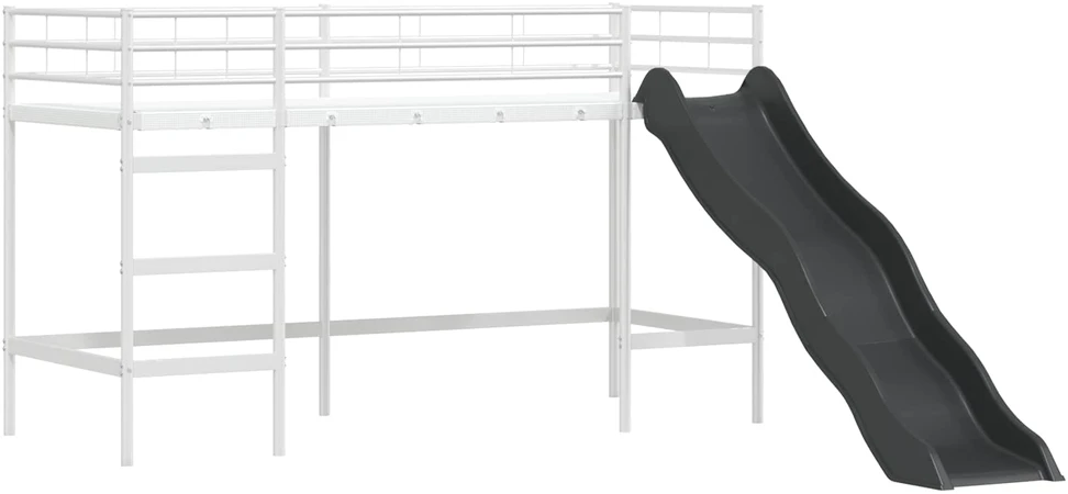 Vaikiška dvigulė lova Balta ir juoda 100 x 190 cm Metalas