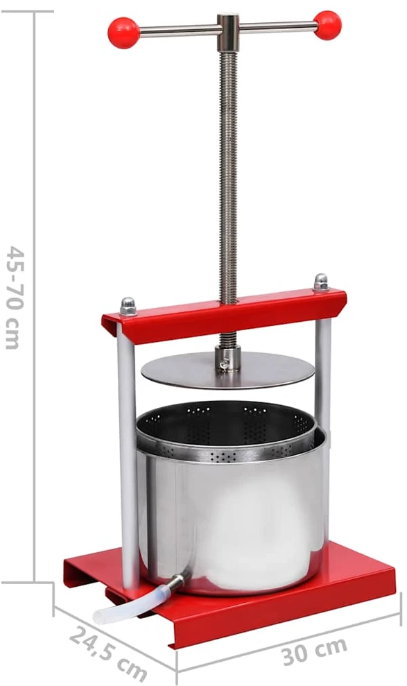 Sulčiaspaudė Vaisių ir vyno presas, nerūdijantis plienas, 6l