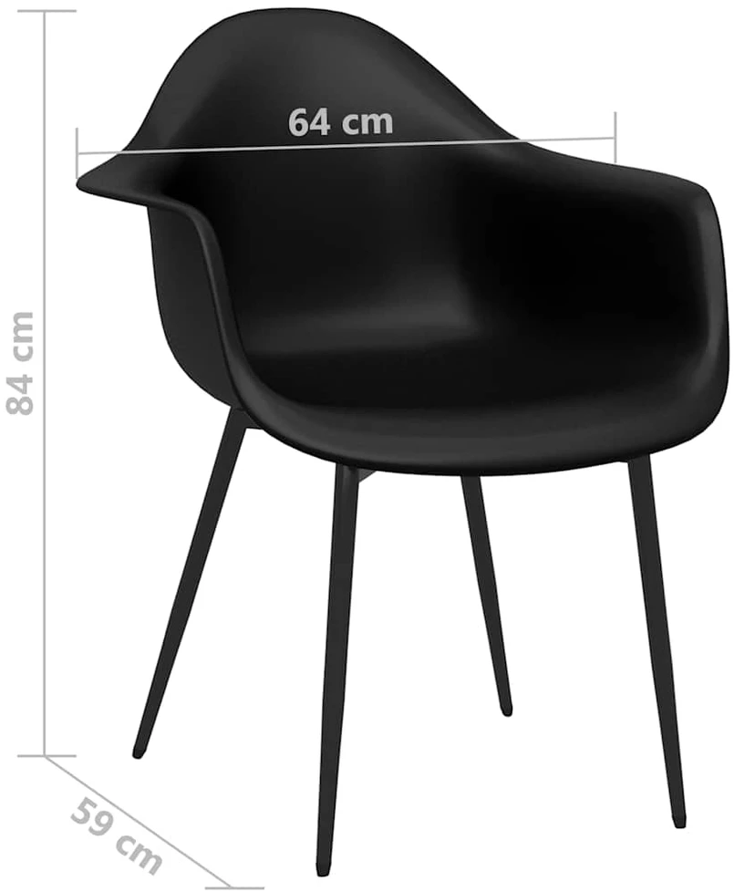 Valgomojo kėdės, 2vnt., juodos spalvos, PP