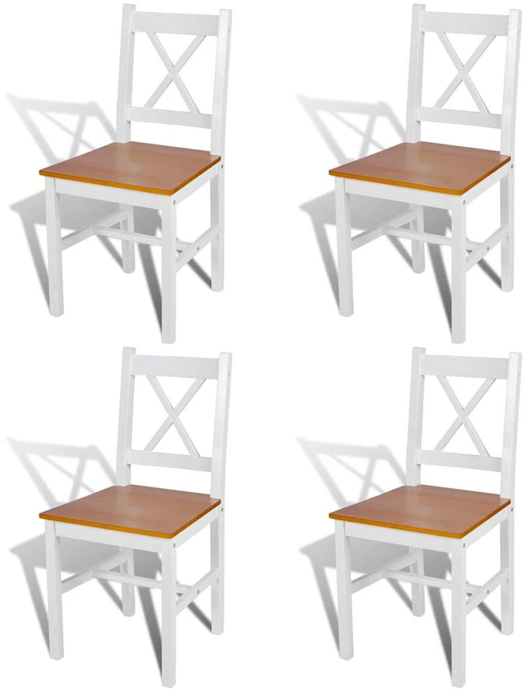 Valgomojo kėdės, 4 vnt., baltos, pušies mediena