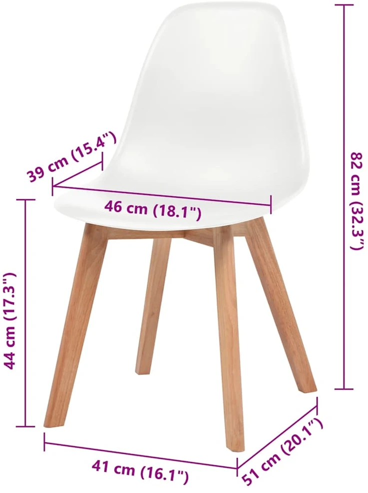 Valgomojo kėdės, 4vnt., baltos spalvos, plastikas