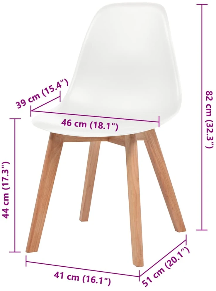 Valgomojo kėdės, 6vnt., baltos spalvos, plastikas