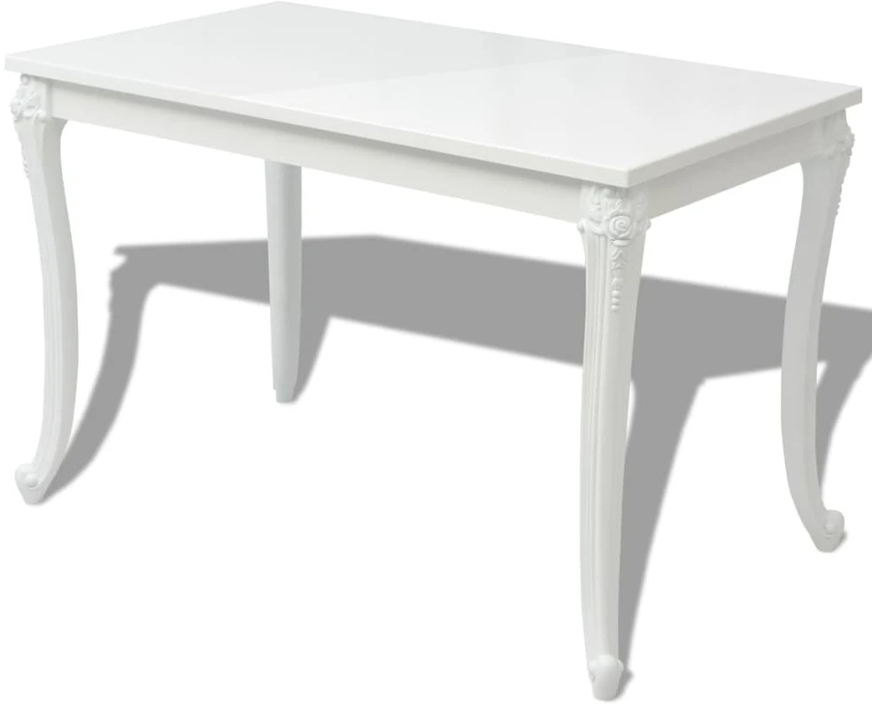 Valgomojo stalas, 116x66x76cm, labai blizgus, baltas