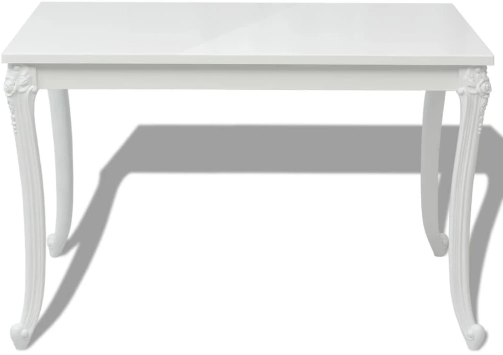 Valgomojo stalas, 116x66x76cm, labai blizgus, baltas