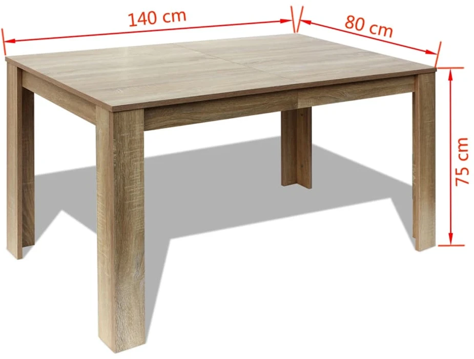 Valgomojo stalas, 140 x 80 x 75 cm, ąžuolo spalvos