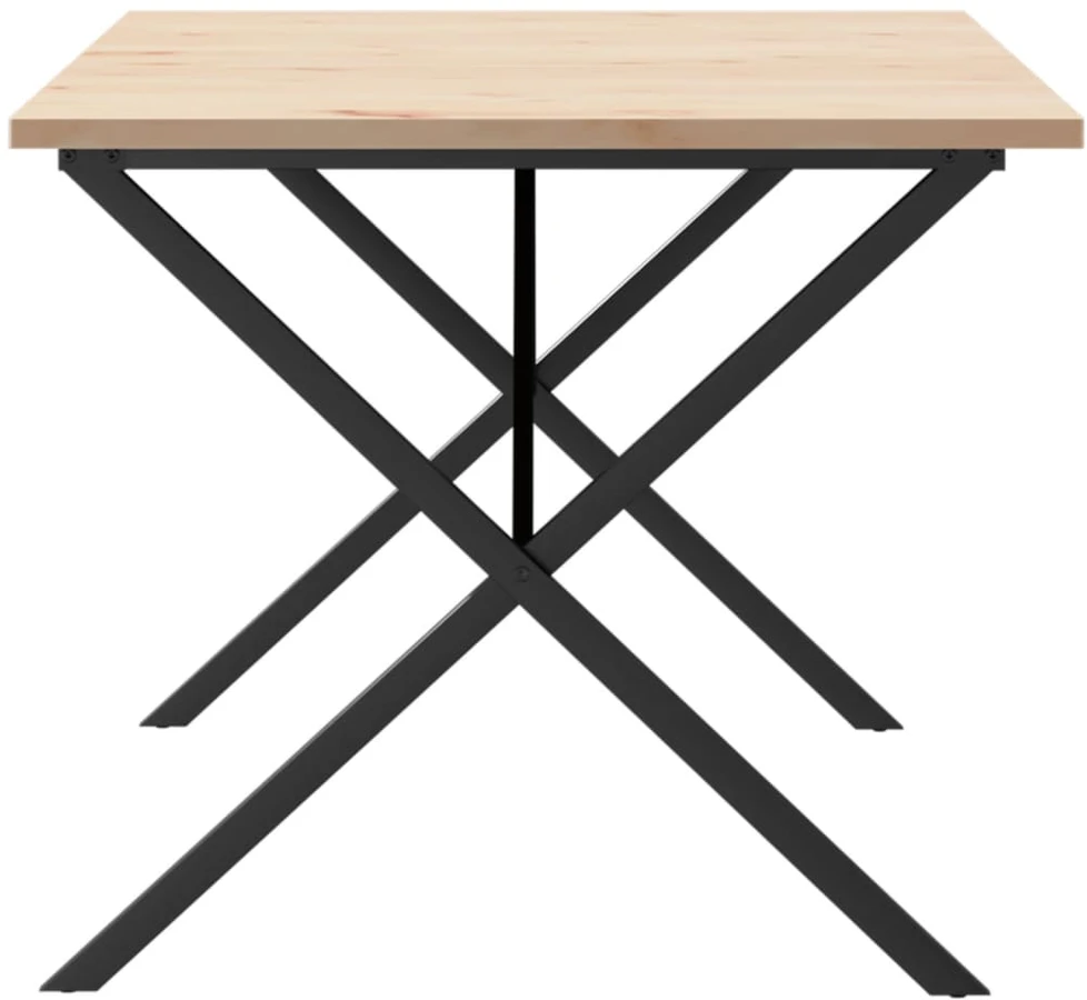 Valgomojo stalas, 180x90x75,5cm, pušis ir ketus, X formos rėmas