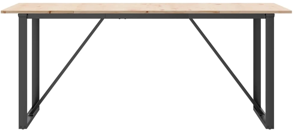 Valgomojo stalas, 180x90x75cm, pušis ir plieno, O formos rėmas