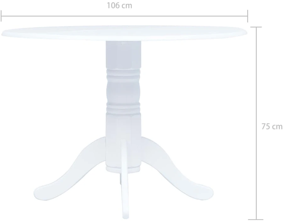 Valgomojo stalas, baltos sp., 106cm, kaučiukmedžio med. masyvas