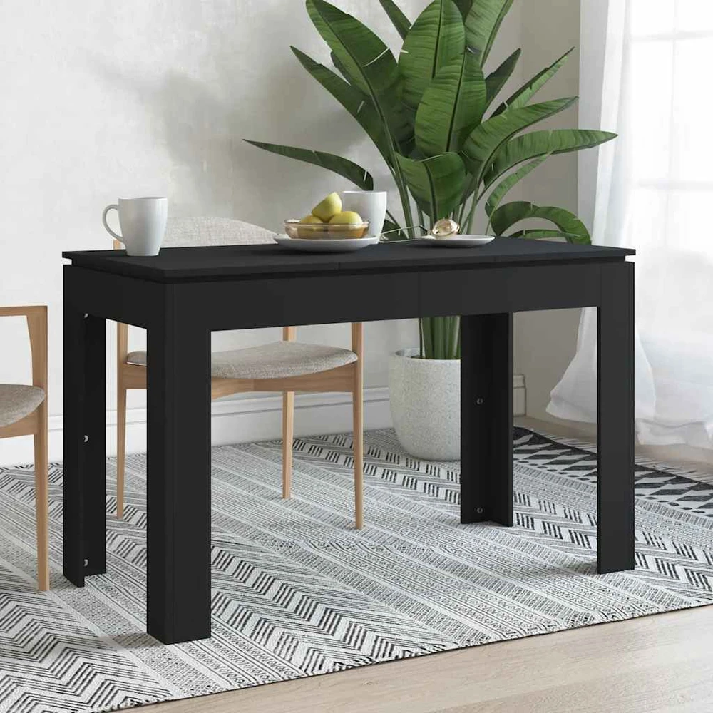 Valgomojo stalas, juodos spalvos, 120x60x76cm, apdirbta mediena