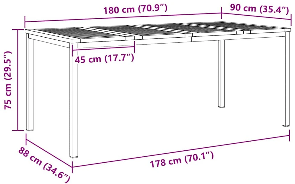 Valgomojo stalas 180x90x75 cm