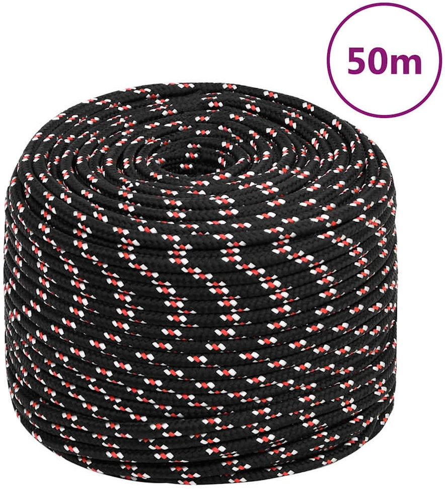 Valties virvė, juodos spalvos, 6mm, 50m, polipropilenas